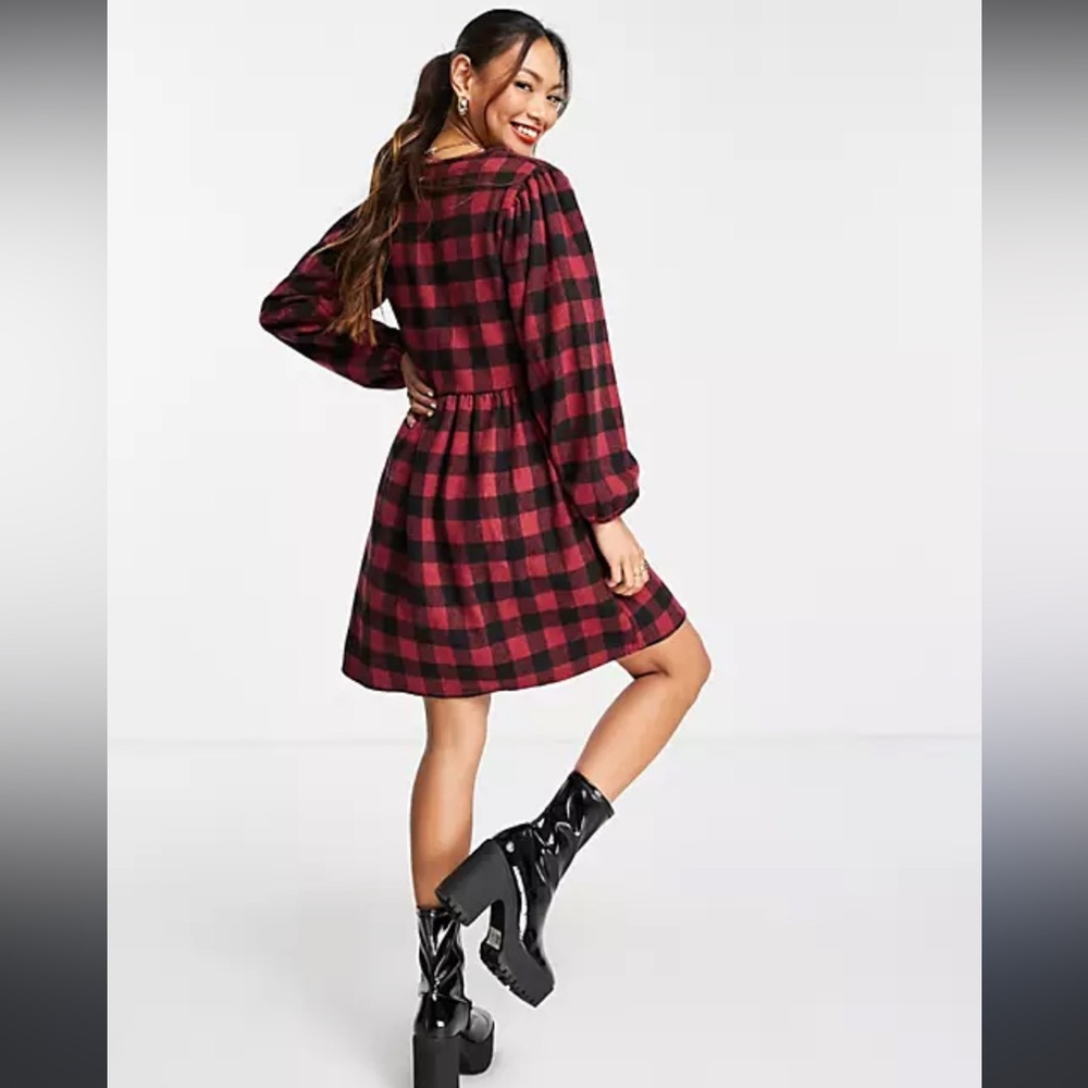 Eclipse Red and Black Plaid Mini Dress